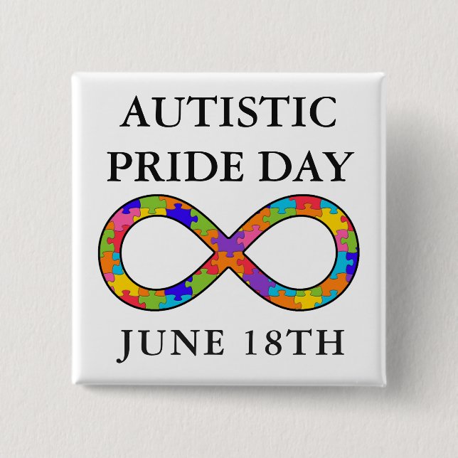 Autistisk Pride Dag 18 juni Knapp för ökad medvete (Framsida)