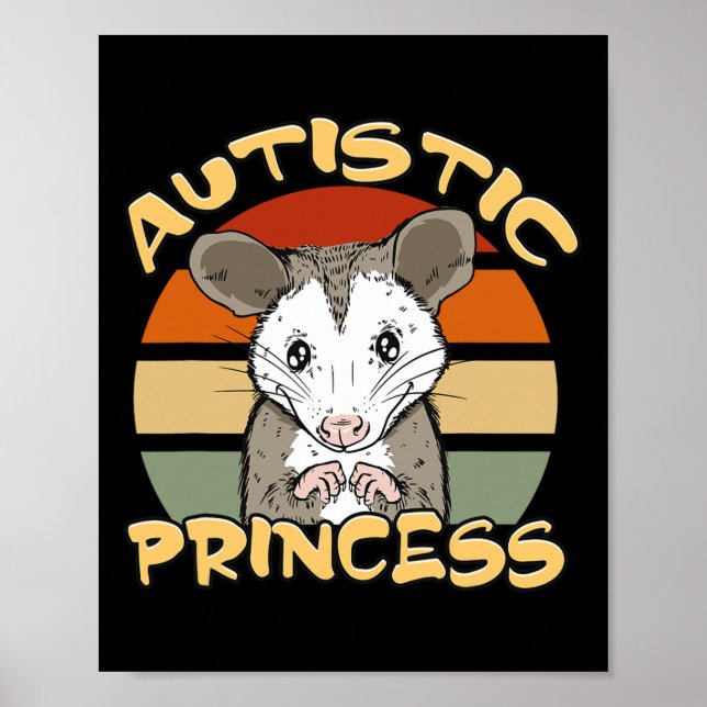 Autistisk prinsessa Cute Opossum Autism Awareness Poster (Framsidan)