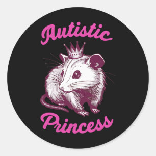 Autistisk prinsessa pungråtta 3  runt klistermärke