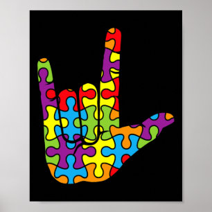 Autistisk puzzle Autism Awarenes i kärlek Poster