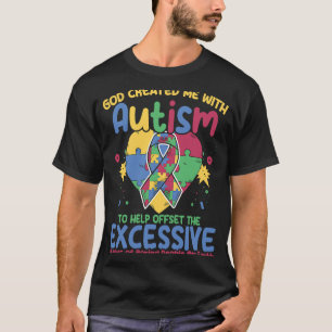 Autistisk puzzle Gud Skapat mig med autism Awarene T Shirt
