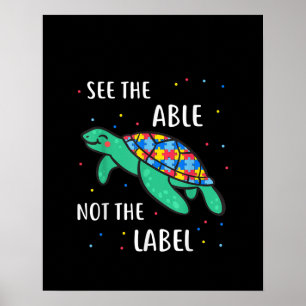 Autistisk Se inte Label Sea Turtle. Poster