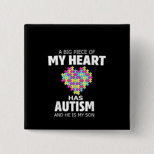 Autistisk  Stora Bina av mitt hjärta har autism Knapp