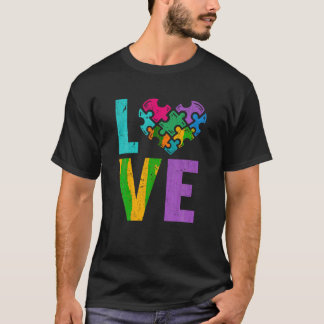 Autistiska Kids Puzzle Delarare Heart Kärlek Autis T Shirt
