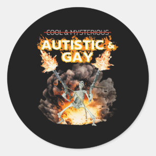 Autistiskt och gayskeleton, Cursed Autism Memme Runt Klistermärke