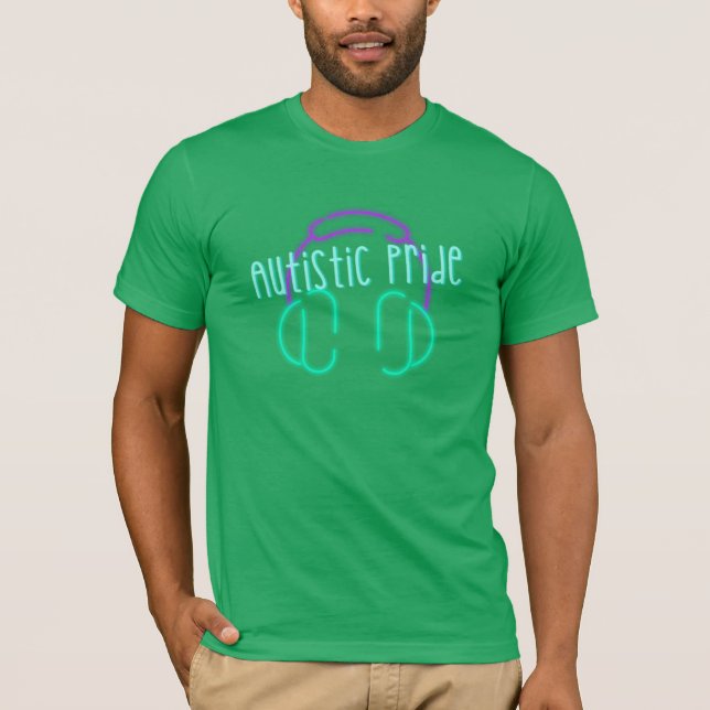 Autistiskt Pride hörlursskena T Shirt (Framsida)