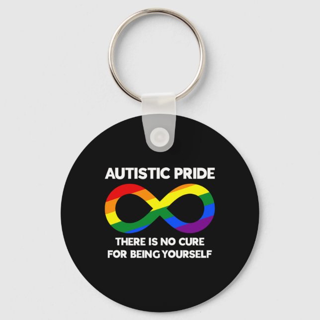 Autistiskt Pride - Medvetenhet om autism - Rainbow Nyckelring (Framsida)