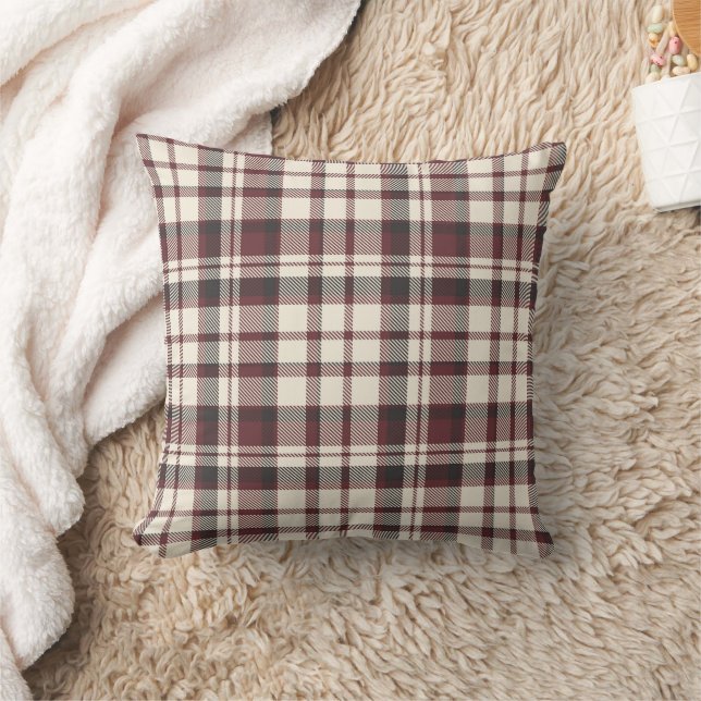 Autmn Brown Maroon White Madras Play Kudde (Filt)