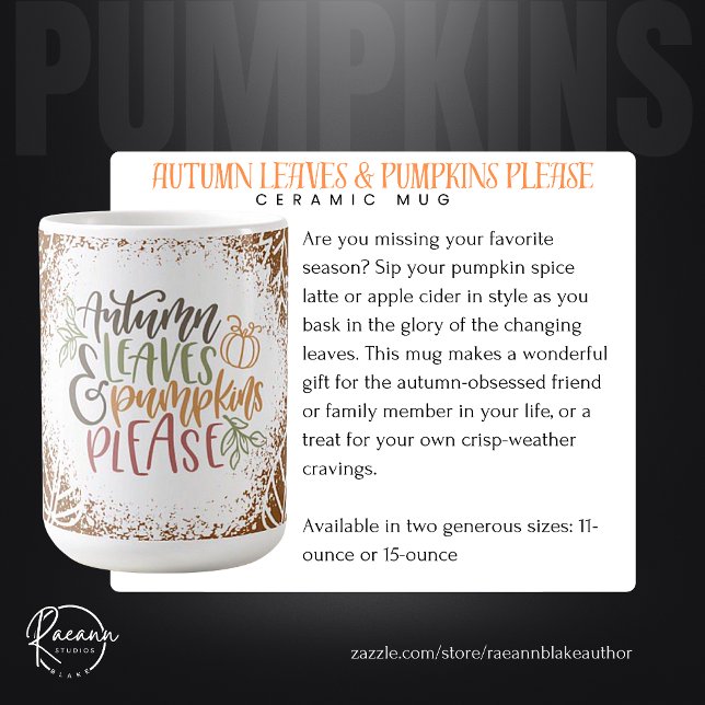 Autmn Löv och Pumpkins Snälla Ceramic Mugg (Skapare uppladdad)