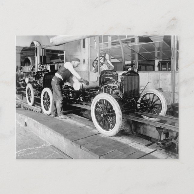 Auto Assembly Line, 1920s Vykort (Framsida)