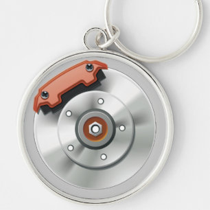 Auto bil Breake Keychain Rund Silverfärgad Nyckelring