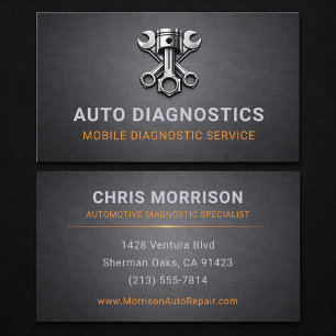 Auto Bil Diagnostik Reparation Metallisk Visitkort