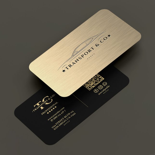 Auto-bil Driver Transport Black Faux Guld Modern Visitkort (Auto Car Driver Transport Black Gold Modern Business Card
)