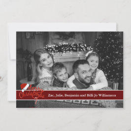 Auto Black and White Photo with Santa Hat Julkort