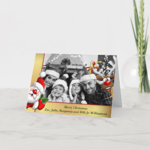 Auto Black and White Santa Reindeer Photo Bomb Helgkort