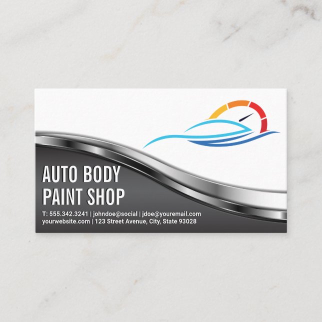 Auto Body Shop | Car Service Logo Visitkort (Framsida)