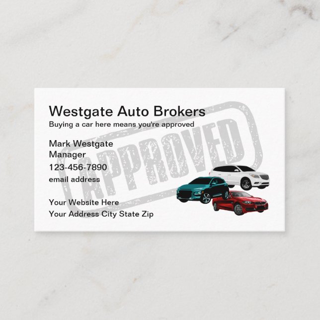 Auto Broker-bilhandlare Visitkort (Framsida)