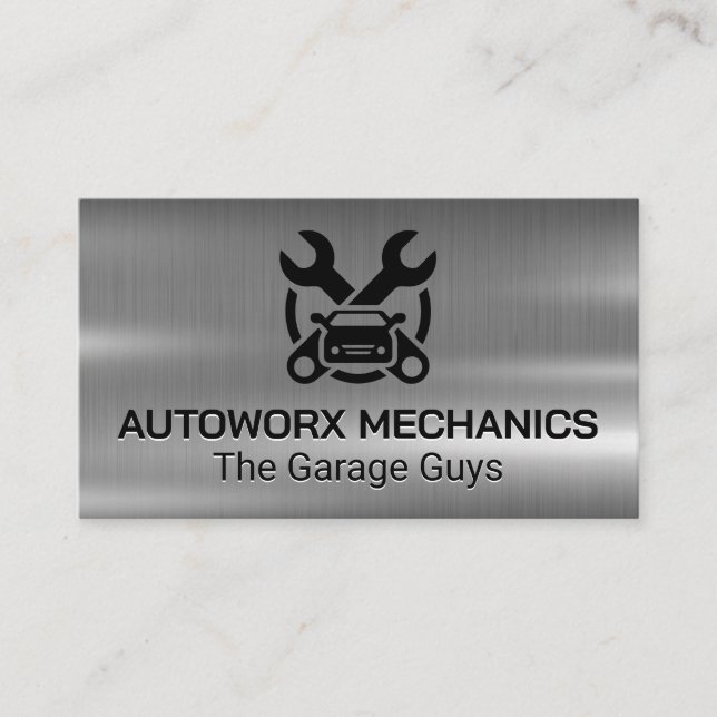 Auto Car Repair Services Icons | Metallic Visitkort (Framsida)