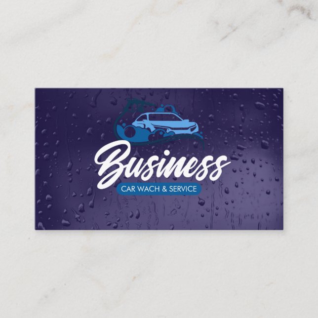 Auto Detailing Services Car Wash Water Drop Visitkort (Framsida)