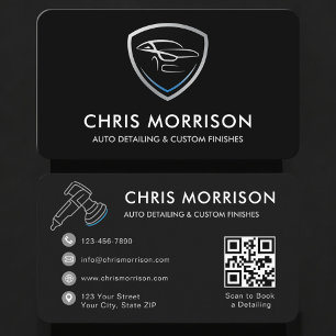Auto Detailing Services Logotyp QR-kod Visitkort