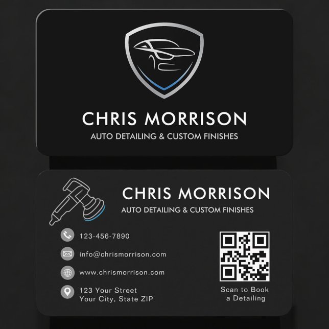 Auto Detailing Services Logotyp QR-kod Visitkort (Skapare uppladdad)