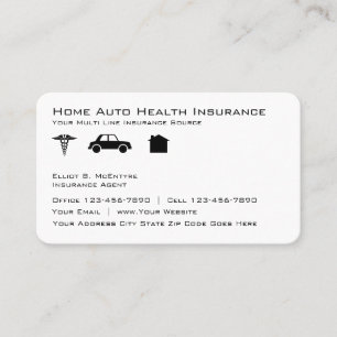 Auto Health Insurance Agent för hemmet Visitkort