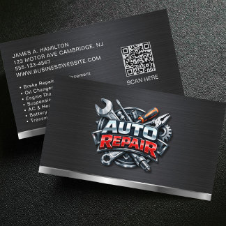Auto Mechanic Automotive Repair Service QR Code Visitkort