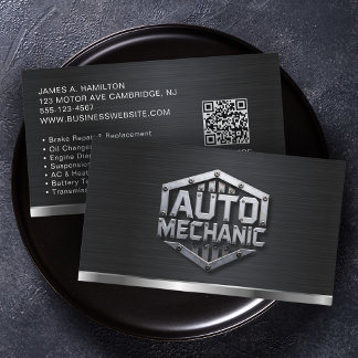 Auto Mechanic Automotive Repair Service QR Code Visitkort