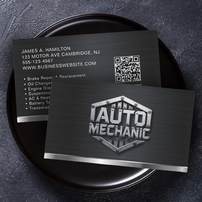 Auto Mechanic Automotive Repair Service QR Code Visitkort (Skapare uppladdad)