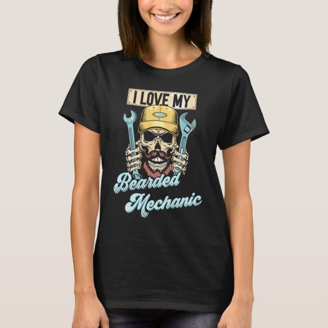 Auto Mechanic Car Guy Car I Love My Bearded Mechan T Shirt (Framsida)