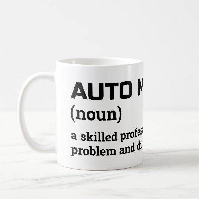 Auto Mechanic Coffee Mugg - Funny jobbdefinition (Vänster)