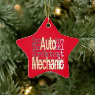 Auto Mechanic Extraordinaire Julgransprydnad Keramik