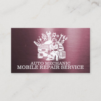 Auto mekaniker Automotive Reparation Metall Rosa G Visitkort