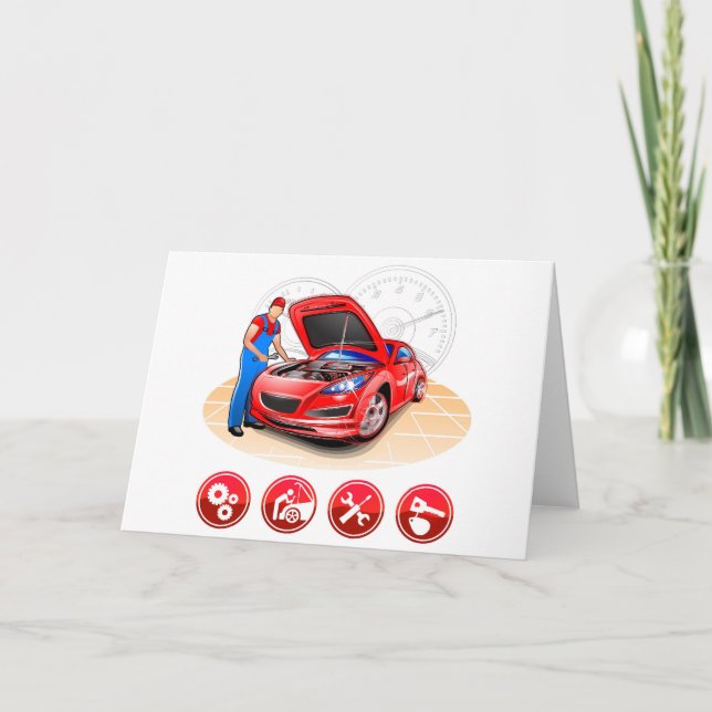 Auto mekaniker kort (Framsida)