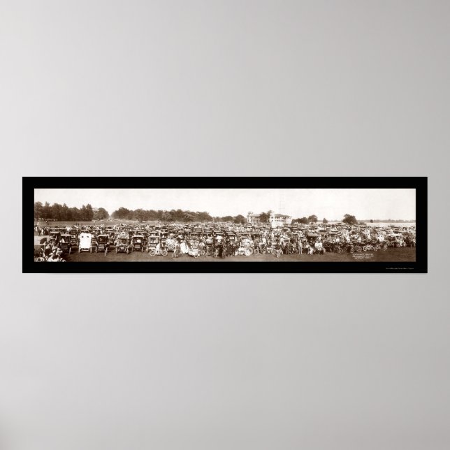 Auto Parad Detroit Photo 1909 Poster (Framsidan)