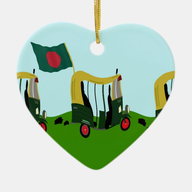 Auto Rickshaws i Bangladesh Julgransprydnad Keramik (Framsidan)