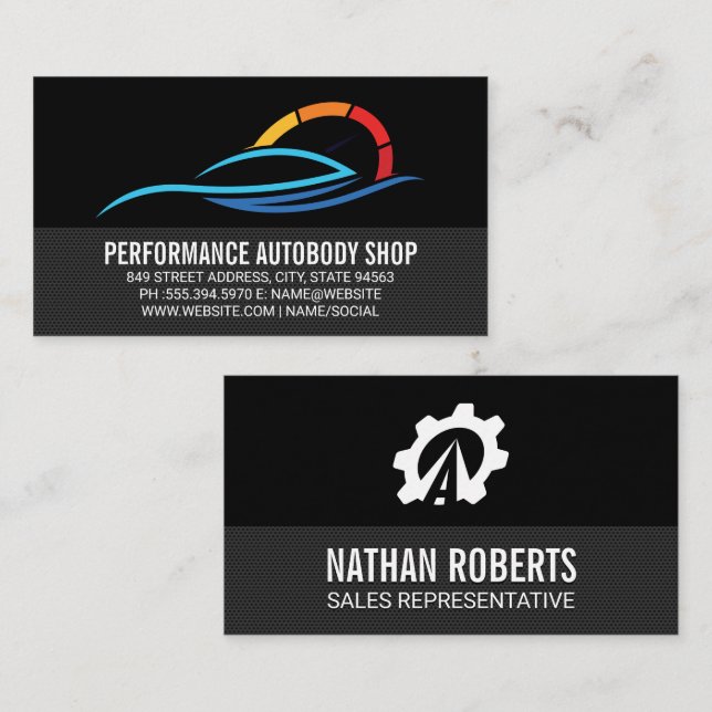 Auto Service Logotyp | Biltvätt Visitkort (Fram/baksida)