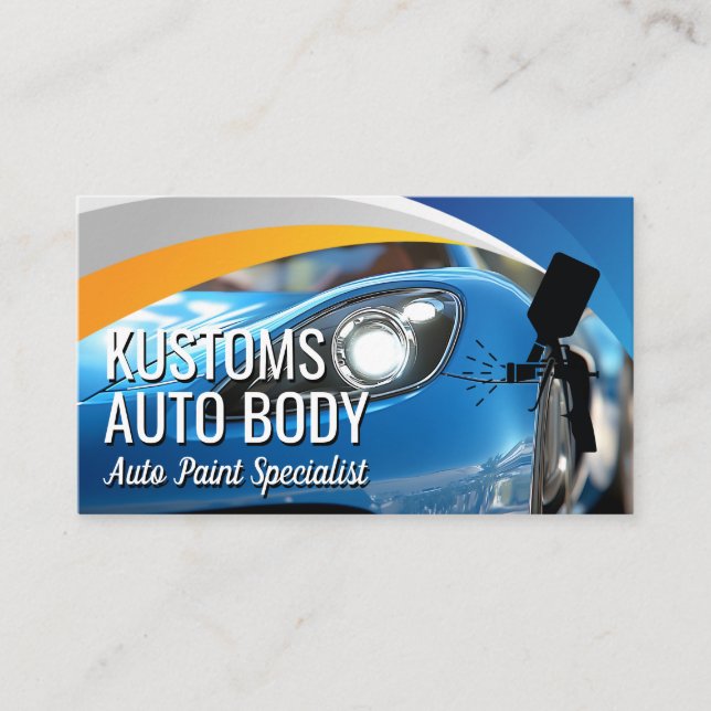Auto Spray Gun Logo | Car Paint Shop Visitkort (Framsida)