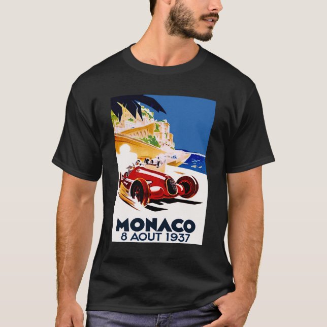 Auto Tävla Reklamation för MONACO GRAND PRIX Vinta T Shirt (Framsida)