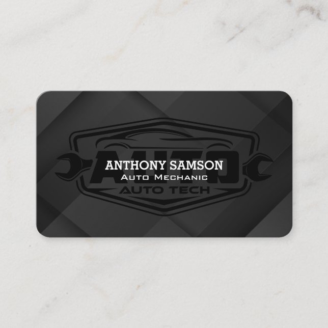 Auto Tech-logotyp | Slick svart Visitkort (Framsida)
