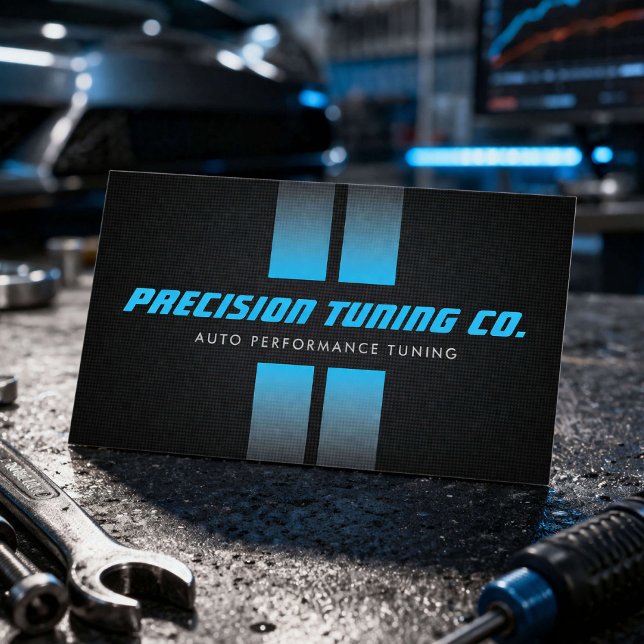 Auto Tuning Garage Racing Stripes Black/Blue Visitkort (Skapare uppladdad)