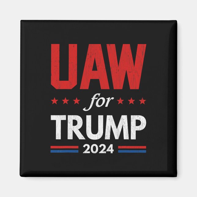 Auto Workers for Trump 2024 American Flagga Trump  Magnet (Framsidan)