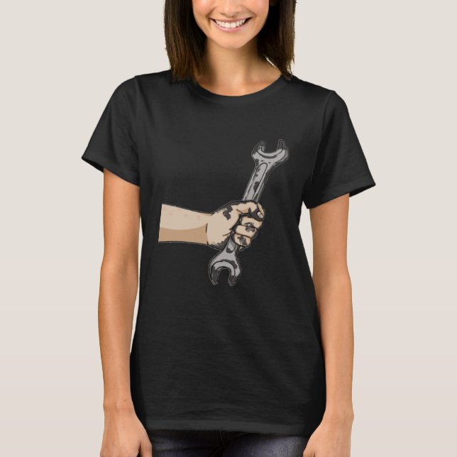 Auto Wrench Workshop  Garage Car Mechanic T Shirt (Framsida)