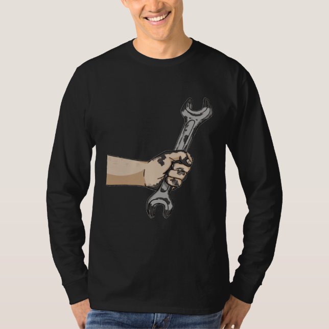 Auto Wrench Workshop  Garage Car Mechanic T Shirt (Framsida)