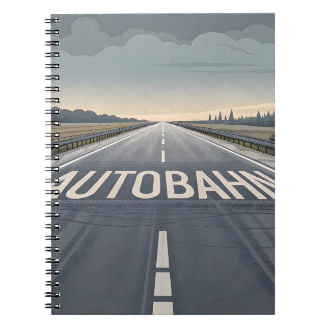 Autobahn Infinite Road Perspective Art Anteckningsbok (Framsidan)
