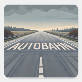 Autobahn Infinite Road Perspective Art Fyrkantigt Klistermärke
