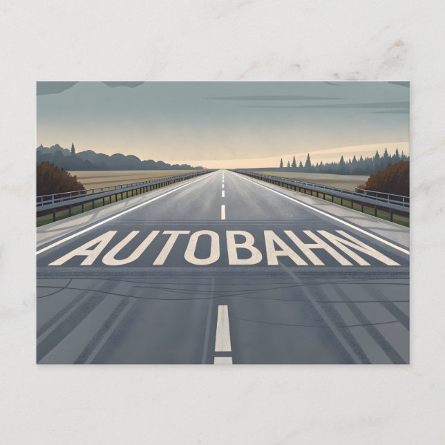 Autobahn Infinite Road Perspective Art Vykort (Framsida)