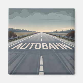 Autobahn Oändlig Vägperspektiv Konst Magnet