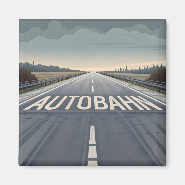 Autobahn Oändlig Vägperspektiv Konst Magnet (Framsidan)