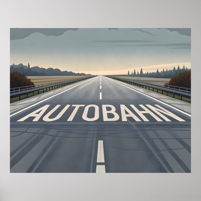 Autobahn Oändlig Vägperspektiv Konst Poster (Framsidan)